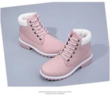 Short white Martin boots women tooling rhubarb boots-Pink-5