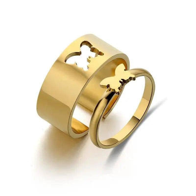 Simple And Versatile Titanium Steel Ring-Butterflygoldencolor-7