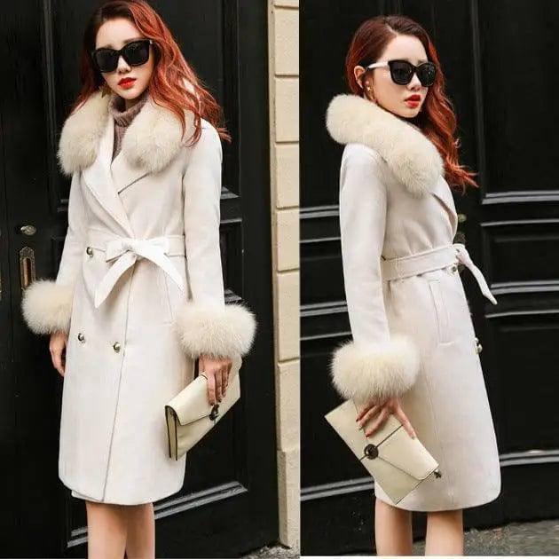 Luxury Fur-Trimmed Winter Coat-White-1