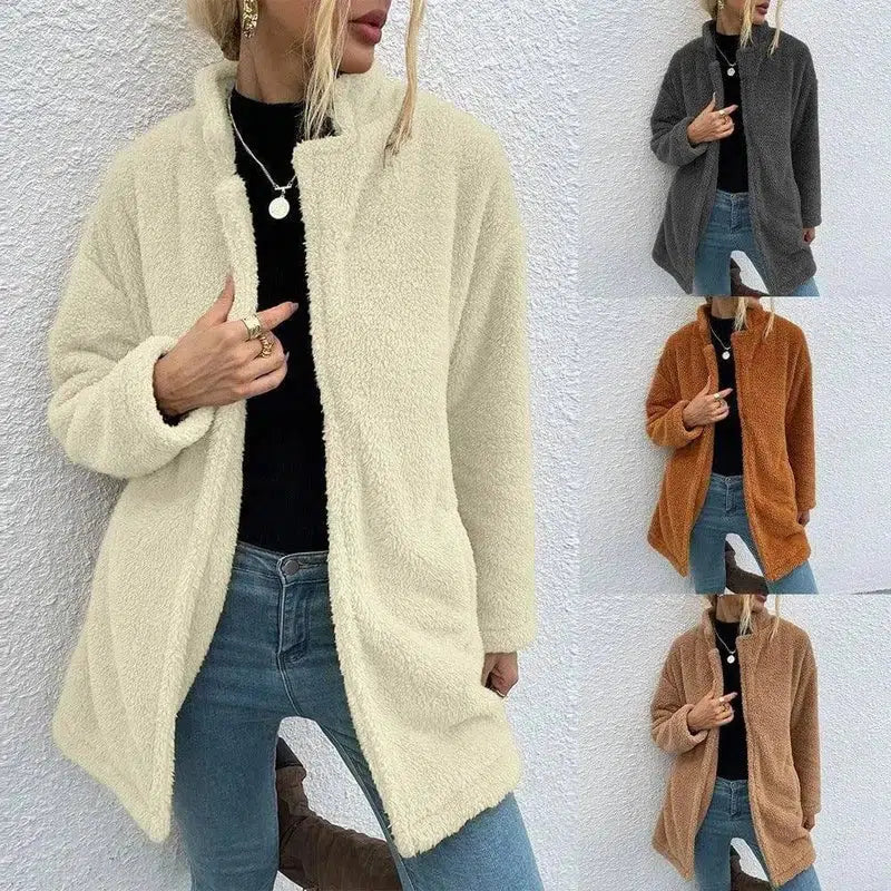 Solid Color Lapel Double-sided Velvet Large Slot Pocket-1