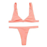 Solid Color Separate Body Swimsuit Female Multi-color Sexy-Pink-4