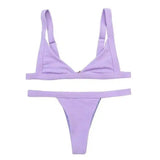 Solid Color Separate Body Swimsuit Female Multi-color Sexy-Purple-8