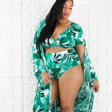 Split swimsuit veil plus size swimsuit-1