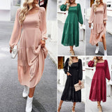 Square Collar Dress Female Temperament Elegant Dress-1