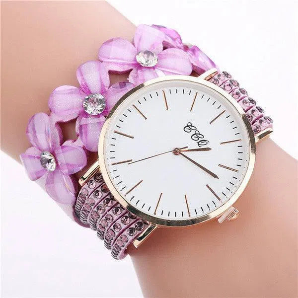 Stainless steel shell quartz watches Women luxury brand velvet drill band watch Ladies high quality fashion clock-5