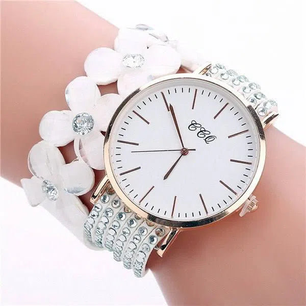 Stainless steel shell quartz watches Women luxury brand velvet drill band watch Ladies high quality fashion clock-9