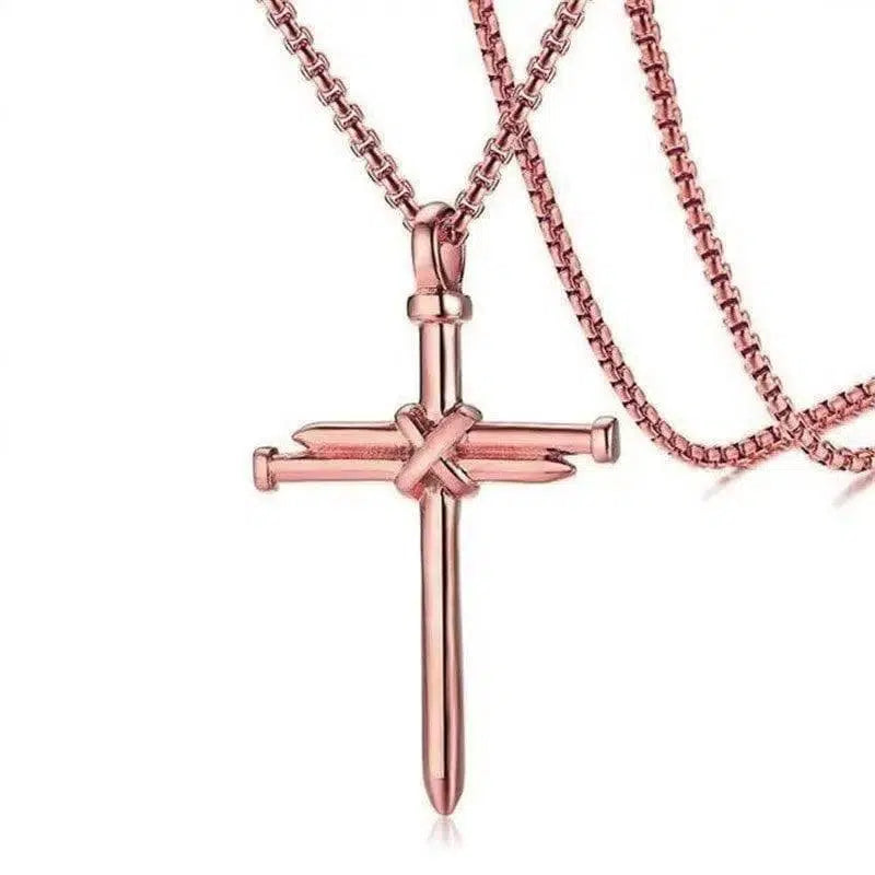 Stainless Steel Titanium Steel Alloy Nail Necklace-RoseGold-5