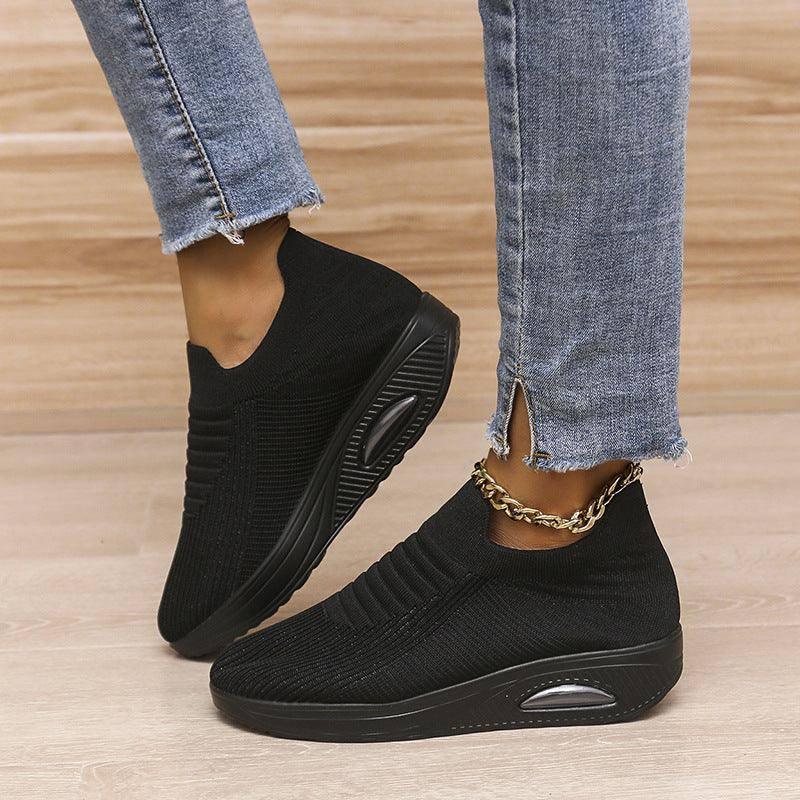 Stripe Design Mesh Shoes Fashion Slip On Air Cushion Shoes-3