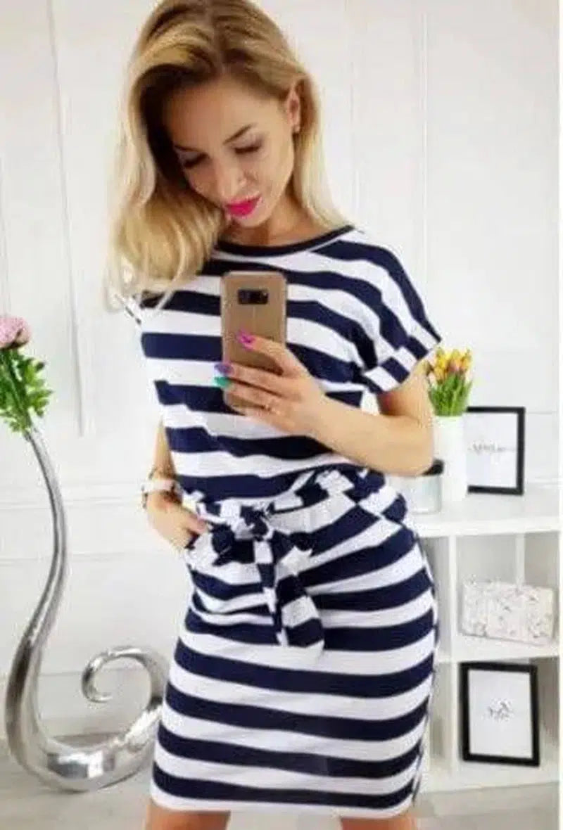 Striped Dress-blue-7