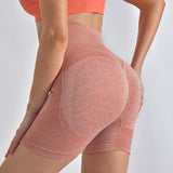 Striped Yoga Shorts High Waist Hip-lifting Tight Pants For Women Running Fitness Sports Leggings-Light Orange-7