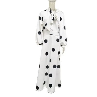 Stylish Polka Dot Maxi Dress for Women | Trendy Attire-WHITE-8