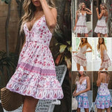 Summer Boho Sexy Chiffion Mini Dress 2019 Fashion Women Deep-5