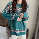 Sweater Loose Pullover Christmas Sweater-Green-3