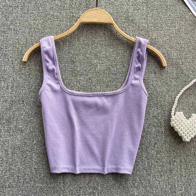 Tank Top Women Backless Y2k Top Slim Fit Bottoming-PURPLE-10