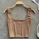 Tank Top Women Backless Y2k Top Slim Fit Bottoming-Khaki-13