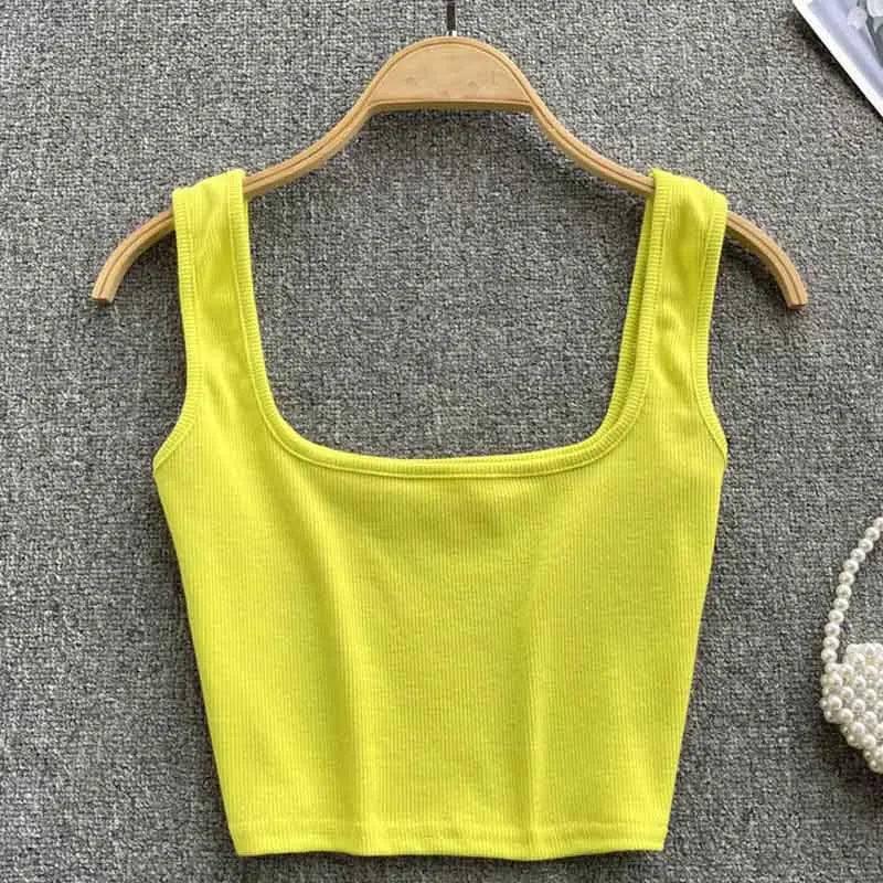 Tank Top Women Backless Y2k Top Slim Fit Bottoming-Yellow-7