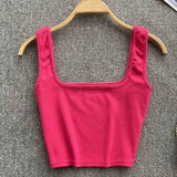 Tank Top Women Sexy Backless Y2k Top Slim Fit Bottoming-Red-9