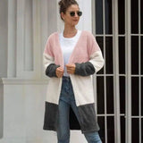 Three Color Female Splicing Wool Cardigan Coat-1