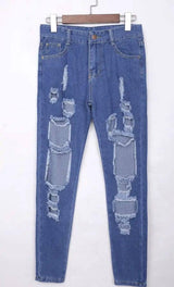 LOVEMI - Trendy hole straight jeans