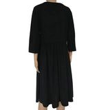 Trendy Plus Size Black Buttoned Dress - EcoBros-5