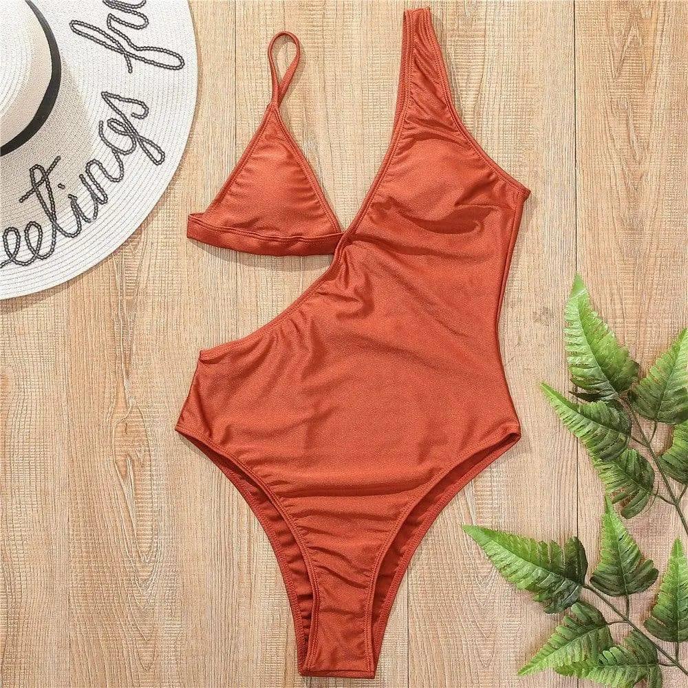 Triangle cup sexy swimsuit bikini-Coffee-2