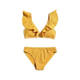 Two-piece Bikini Sexy Small Breasts Gathered-Yellow-2