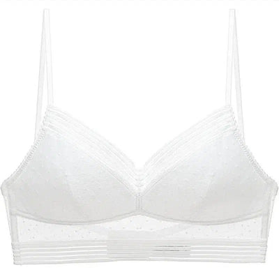 U-shaped backless lace lingerie-White-3