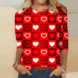 Valentine's Day Female With Hearts Printing Crew Neck-RQ4127511-15