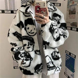 WAKUTA Winter Wool Coat Female Street Wear Chic Cute Funny-White-1