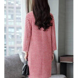 Winter mid-length plaid wool coat with POLO collar-4