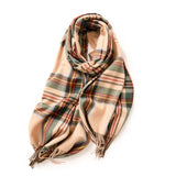 Winter Scarf For Women-Rice color lattice-5