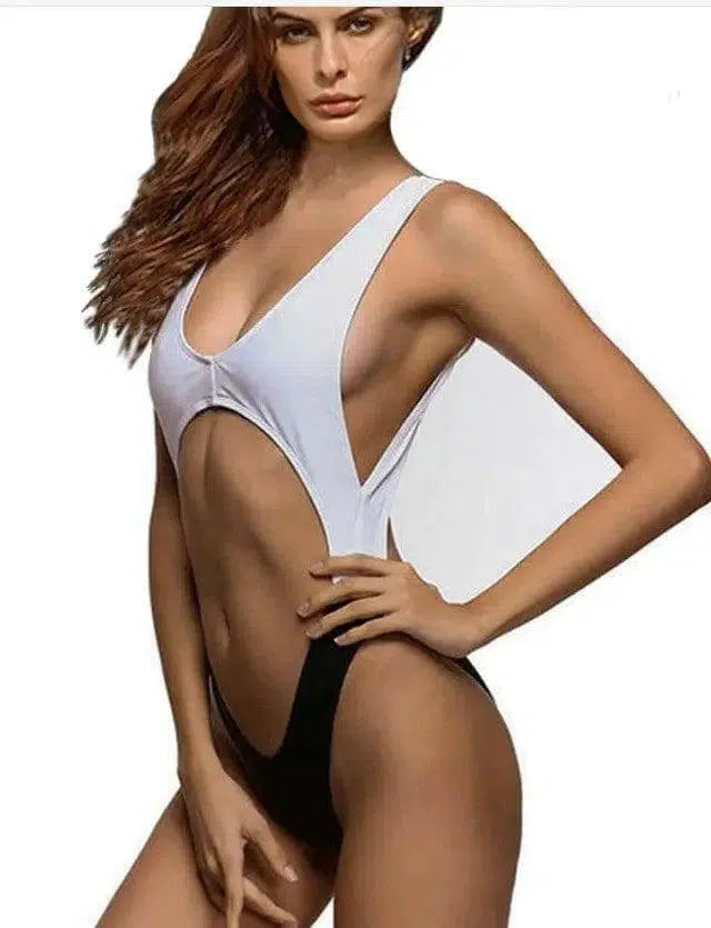 Women Cheeky Deep V Bikini bodysuit one piece swimsuit-2