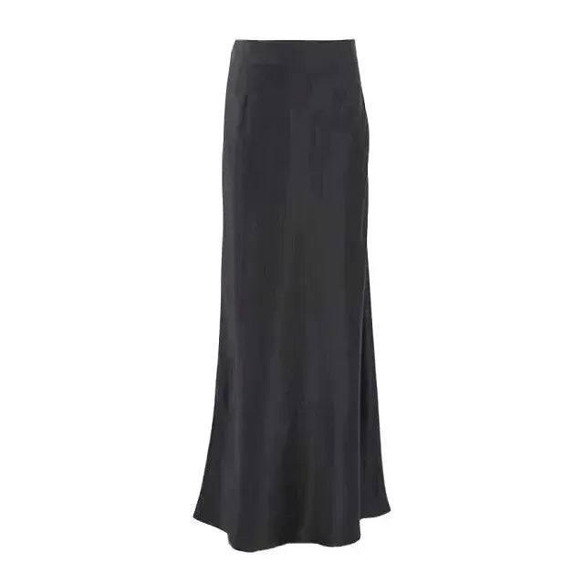 Women's Black Elegant Satin Fashion Slim Skirts Four Seasons-S-7