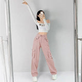 Women's High Waist Retro Pink Overalls-Pink-2