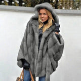 Hooded mink velvet coat-DarkGrey-1