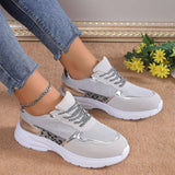 Women's Lace Up Sneakers Breathable Flat Shoes Fashion Casual Lightweight Running Sports Shoes-1