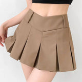 Women's Preppy Style Hot Girl Sexy V Waist Ultra Short-Khaki-7