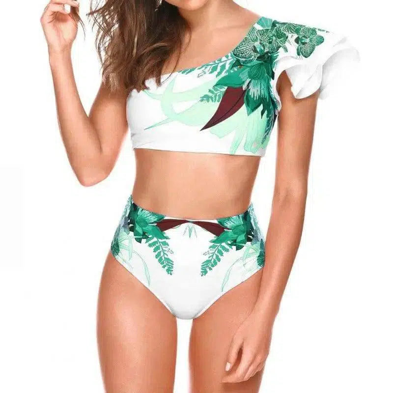 Women's Two-piece Swimwear Floral Print Swimsuit Bikini-Green-6