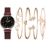 Women Watches Starry Sky Magnet Buckle Fashion Bracelet-Red-7