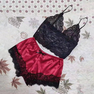 Womens Sexy Lace Sleepwear Lace Nachtkleding Lingerie-Red-6