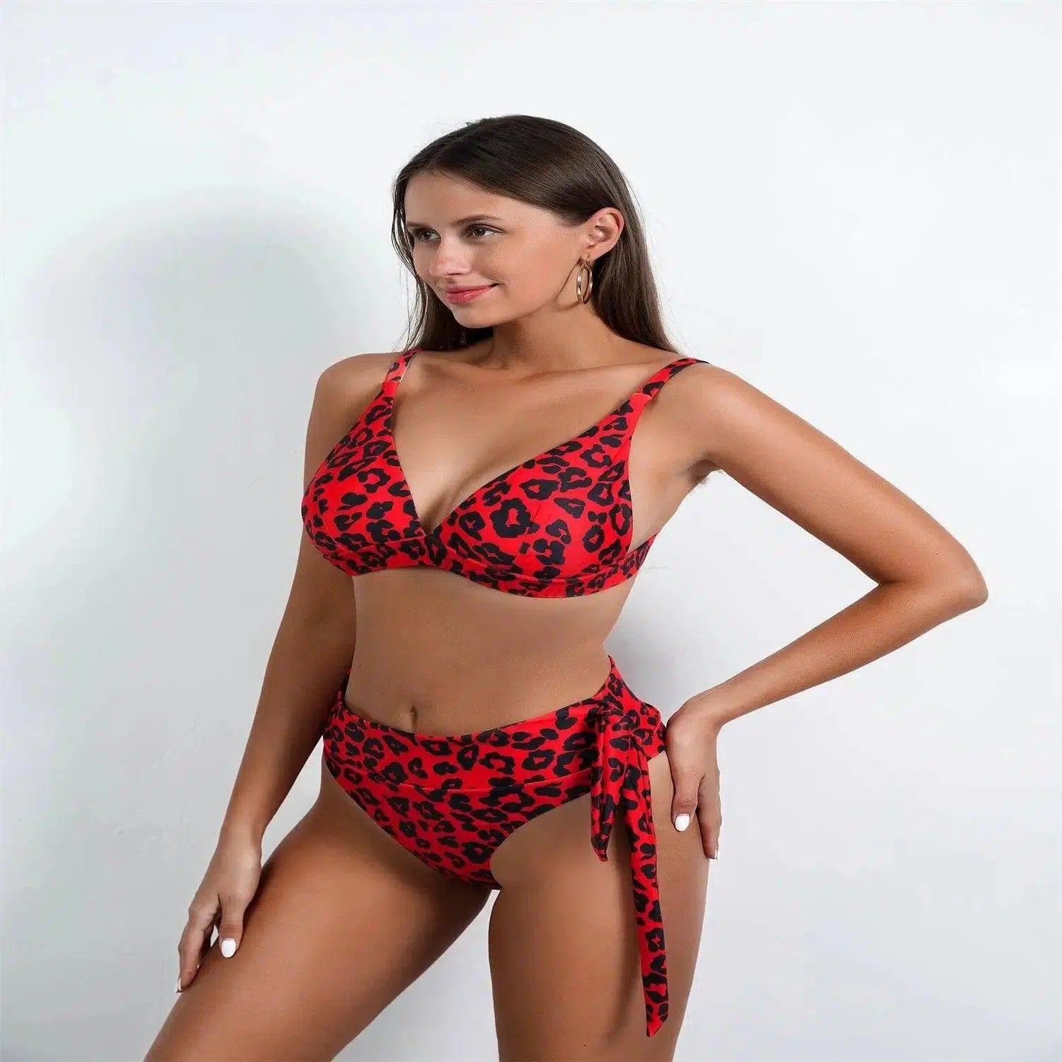 Womens Suits High Waist Leopard Print Bikini 2 Pieces-S-1