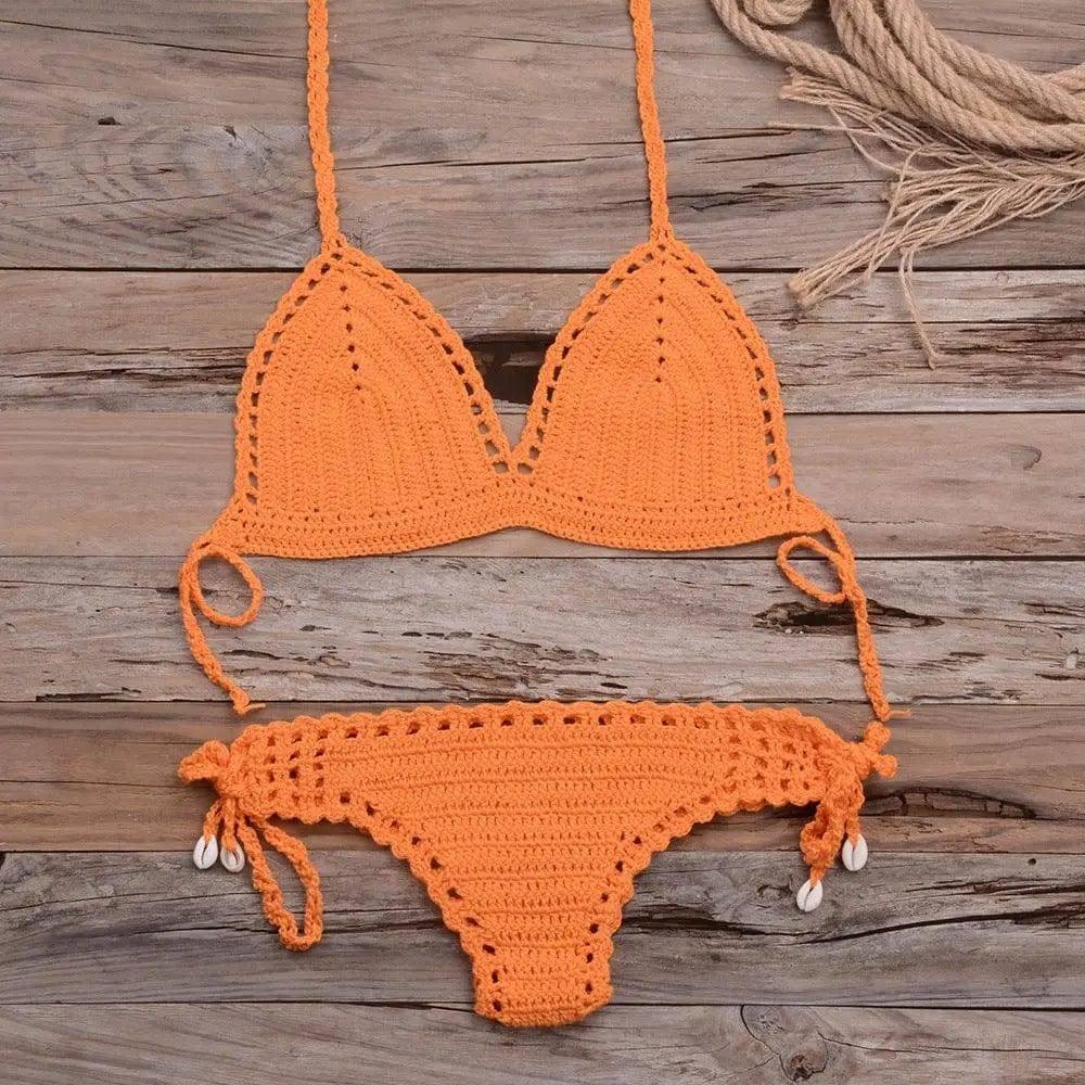 Woven Beach Women'S Split Bikini Swimsuit-OrangeRed-6