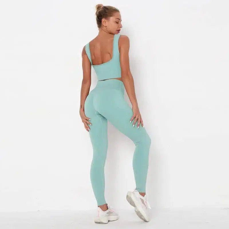 Yoga exercise suit-Blue Cyan Suit-10