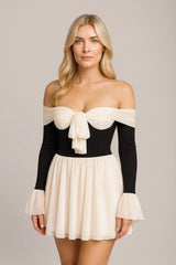 Vestido feminino sem ombros que combina com a cor