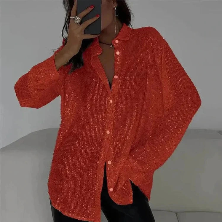 Long-Sleeved Sequin Shirt