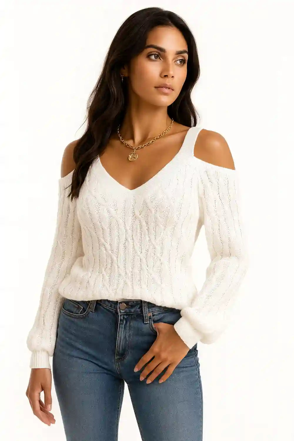 Off-Shoulder Lantern Sleeve Sweater