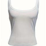 Women's Solid Color Ribbed Camisole Top | Knitted Tight-Fit Basic